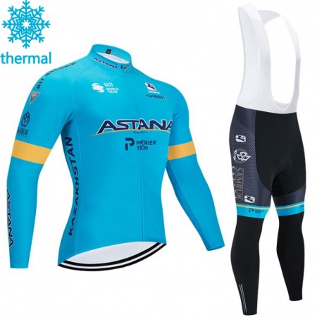 Tenue Maillot M/L + Collant à Bretelles 2020 Astana Pro Team Hiver Thermal Fleece N001